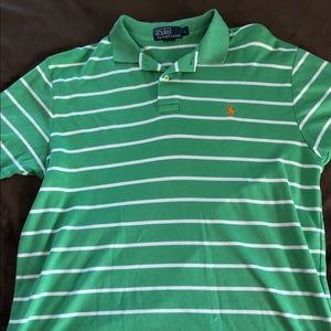 Polo by Ralph Lauren green and white striped polo